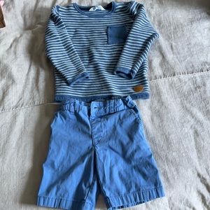 H & M cotton light weight pullover&matching shorts